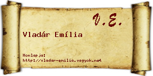 Vladár Emília névjegykártya